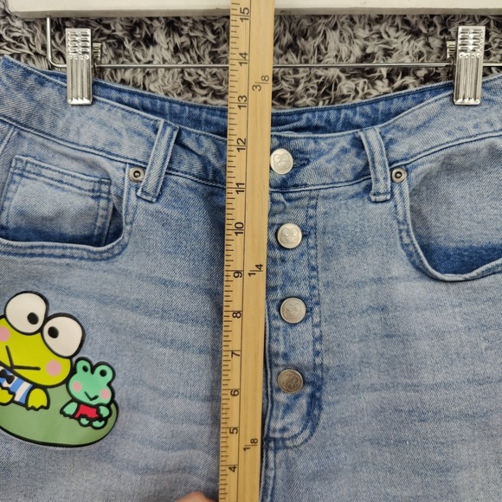 Sanrio Keroppi Women Kawaii Hello Kitty Cute Denim Shorts 9 Button Fly High Rise - Picture 5 of 15